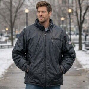 Vintage Lauren Ralph Lauren Ski Puffer Jacket Hidden Hood Oversized Mens M